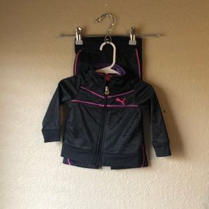 2 Piece Outfit Set Baby Girls Sz 12 Months; Puma Black Track Suit Pants & Jacket
